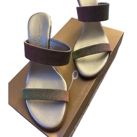 IMANI Contesa Platinum Sandal Heeled Iridescent Sandal‎ Size 6 - Picture 1 of 7